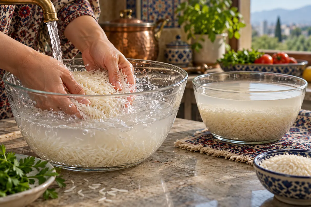 راهنمای شستن و خیساندن برنج